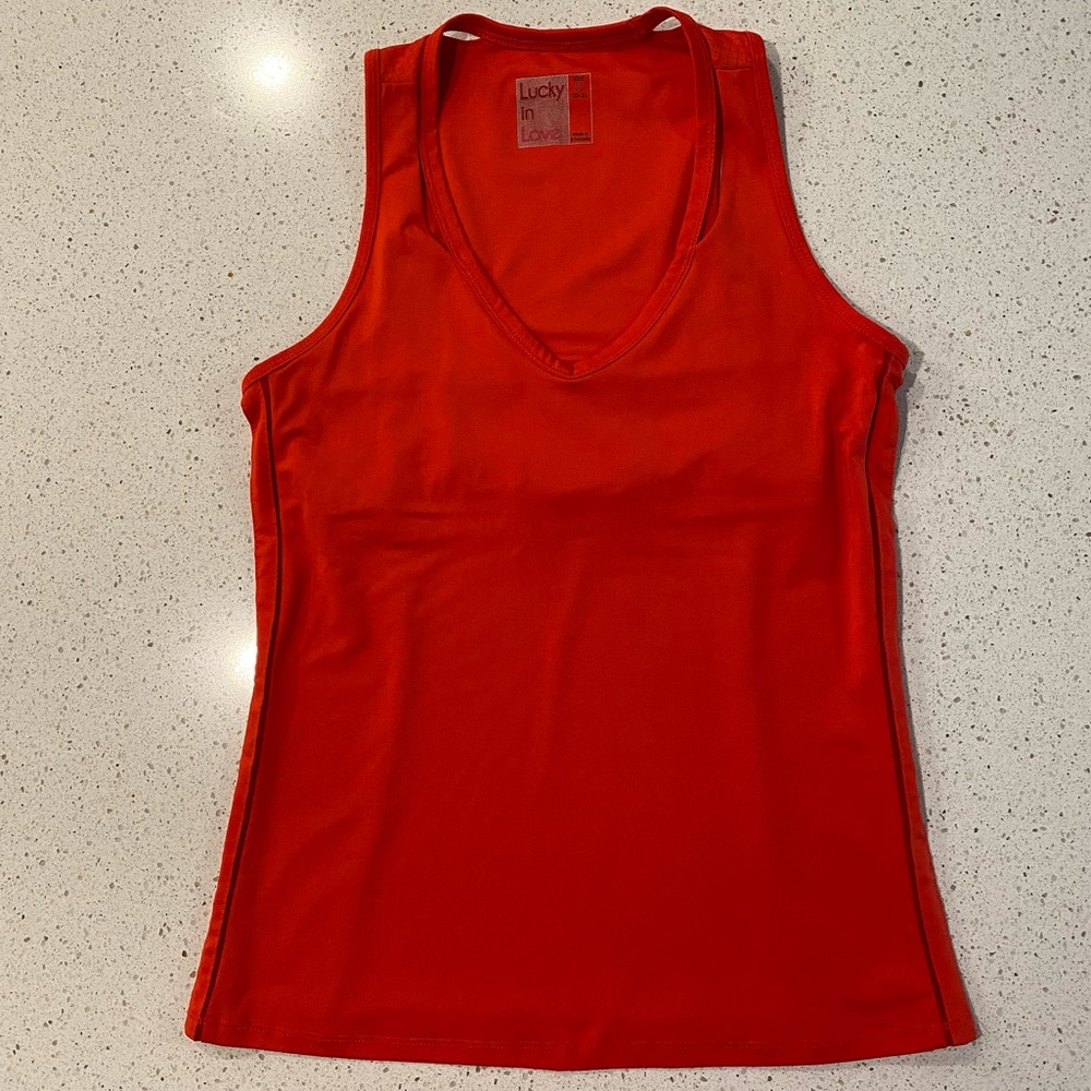 Lucky in Love Sleeveless Shirt Red Size XS Tennis Pickleball